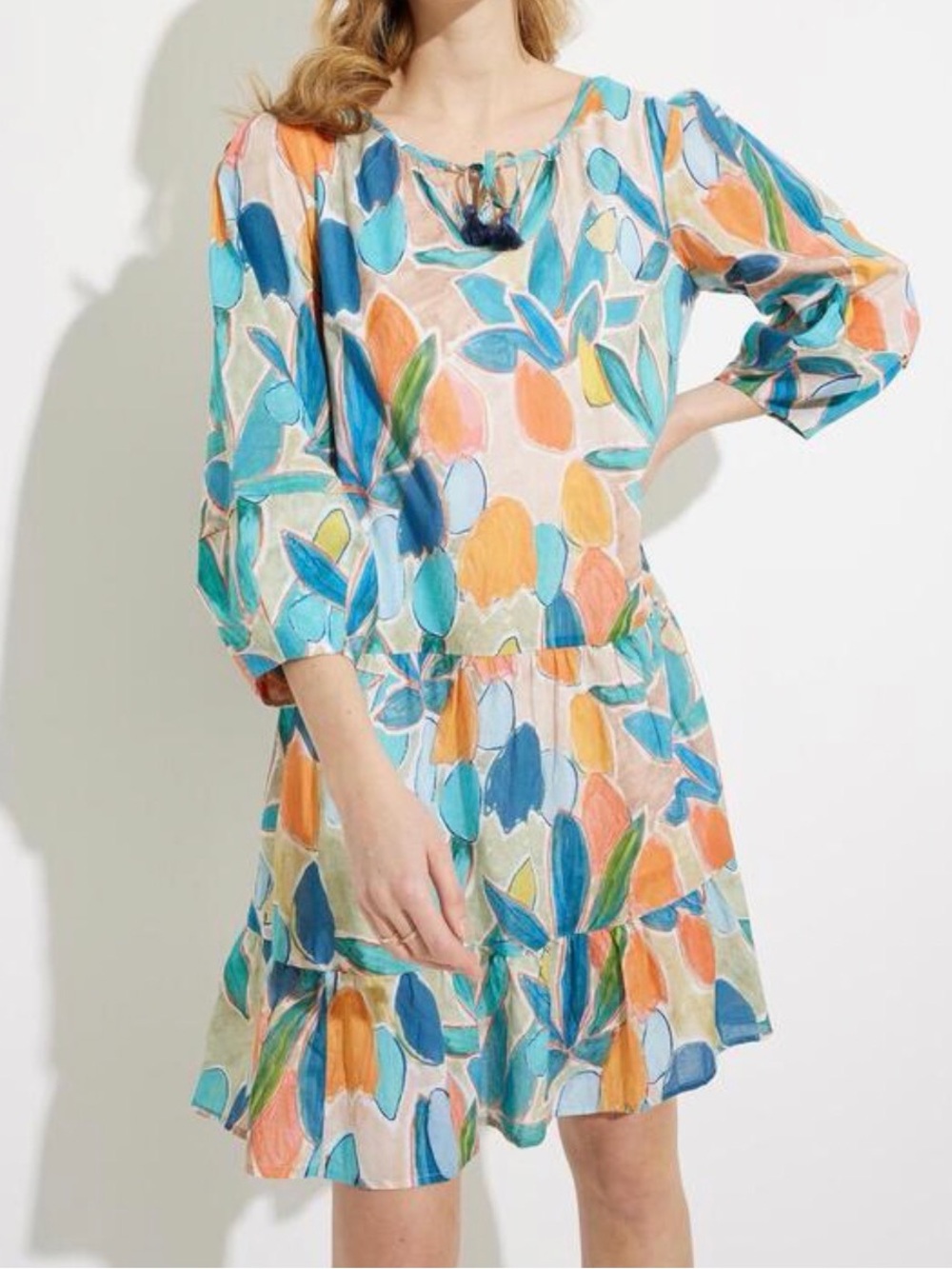 NIC+ZOE Citrus Grove lightweight cotton summer vacation dress Sz L